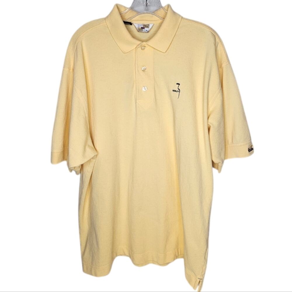 Cutter & Buck w/ Absolut Logo on Chest Yellow Golf 100% Cotton Polo Shirt Large